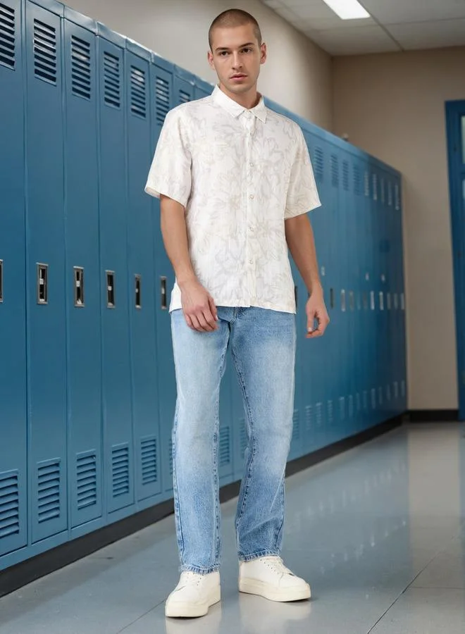 Lee Cooper Lee Cooper Regular Fit Floral Print Slub Shirt