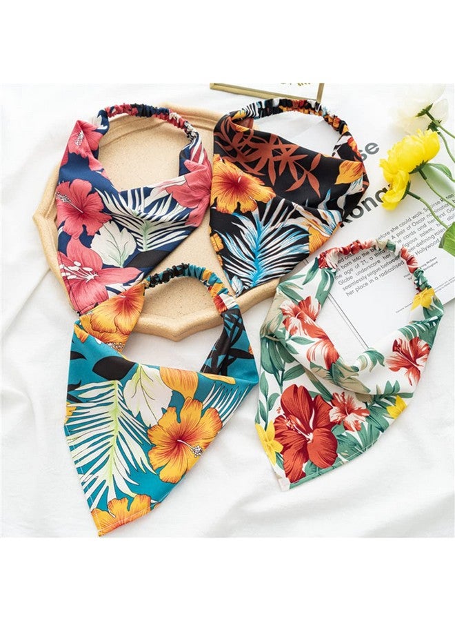 DINPREY Hair Scarf Headband For Women Elastic Hair Kerchief Boho Large Triangle Bandana Head Scarf Tie Dye Headbands Scarves For Girls (Big Flower) - Image 2