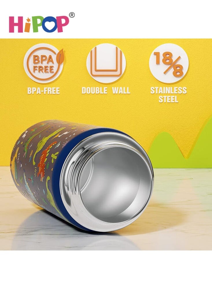 HIPOP Kids Water Bottle 360ml Stainless Steel Hydro Flask Double Wall Insulated Thermos Bottle with Straw Lid BPA Free Cup Hot Cold Sports Toddler School Boys Girls  (DINOSAUR, 360ML) - Image 5