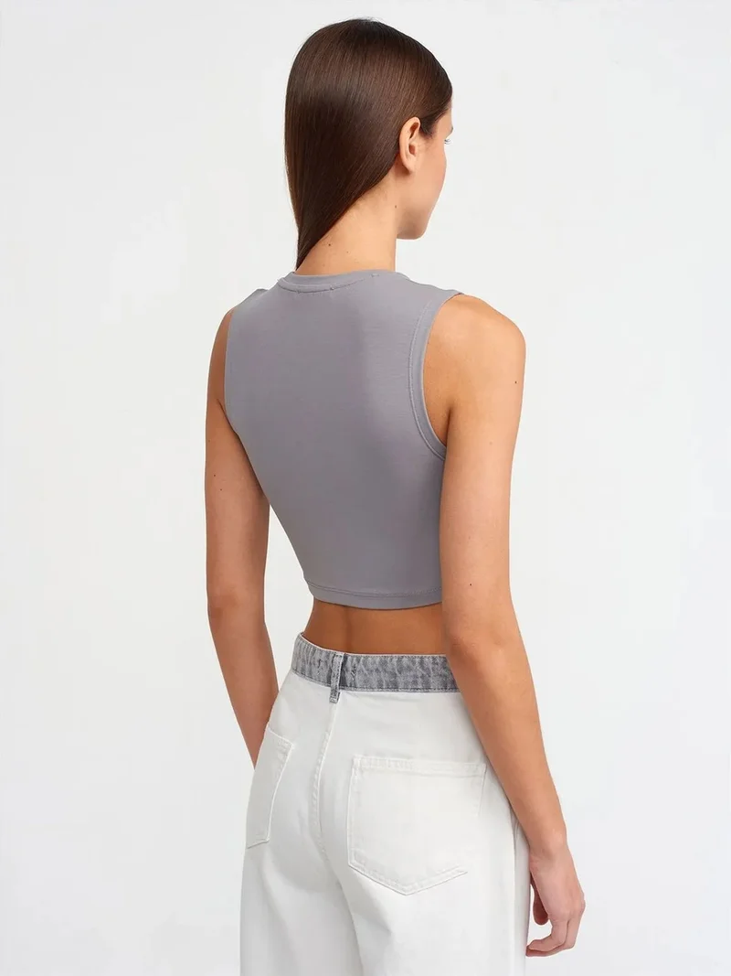 ديلفين Dilvin Sleeveless Crop Top In Cotton Jersey