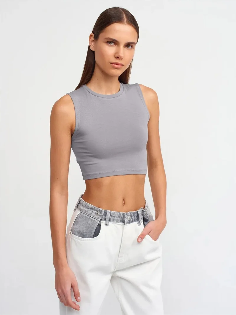 ديلفين Dilvin Sleeveless Crop Top In Cotton Jersey