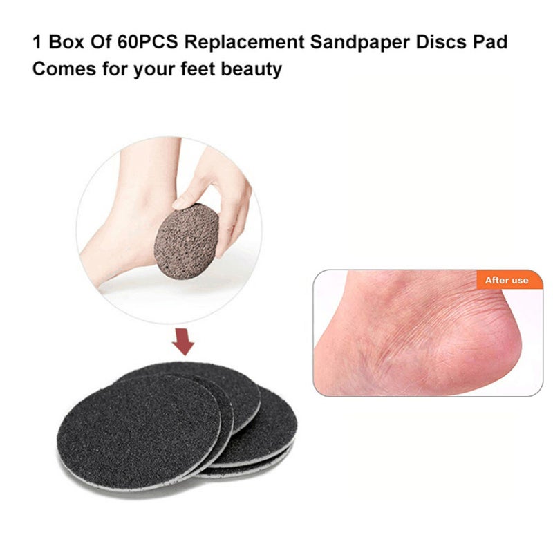 1 Set Of 60PCS Replacement Sandpaper Discs Pad Sanding Paper For Electric Foot File Callus Hard Dead Skin Remover Foot Rasp Grinding Tool Pedicure Tool - Image 3