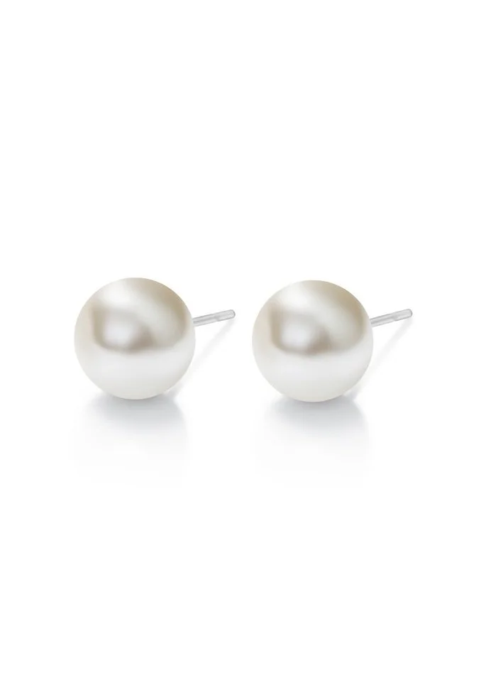 Seona Seona Perla 8mm Pearl Earrings for Women – Hypoallergenic Stainless Steel Stud Earrings for Women, Elegant Jewelry for Women, Classic Womens Earrings for Everyday & Special Occasion Wear - Cream