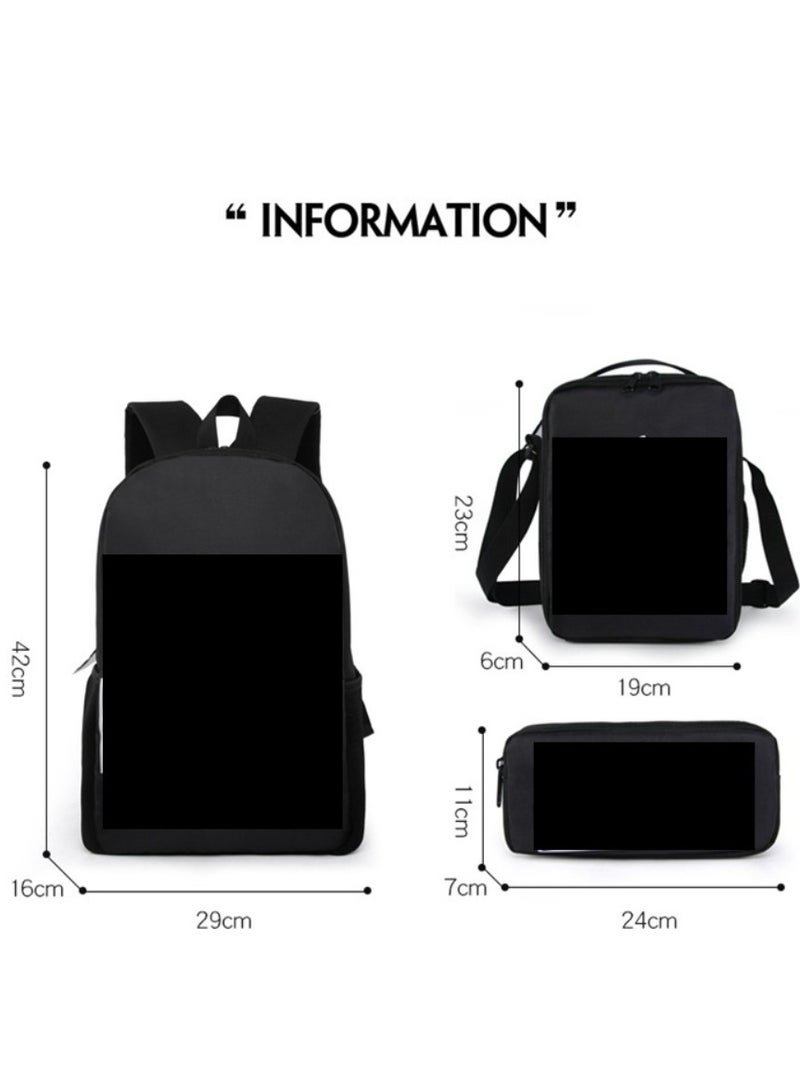 MINECRAFT Digital Printing Large Capacity Backpack Three piece Set Lunch Bag Pen Bag Polyester Comfortable Load Reducing Backpack for Students and Children Unisex  - Image 2