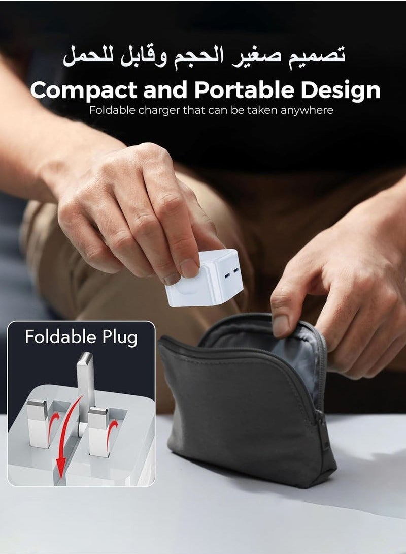 بيوينتي 50W شاحن اي فون المزدوج جيم ميناء ، مع 1M سريع البرق كابل شحن سريع USB التوصيل ، متوافق مع اي فون الجديد 14 / 14pro / 14pro ماكس / 14 زائد / 13pro ماكس / 13 برو / 13 / 12 / 11 / XS باد ميني 6 / باد - Image 2