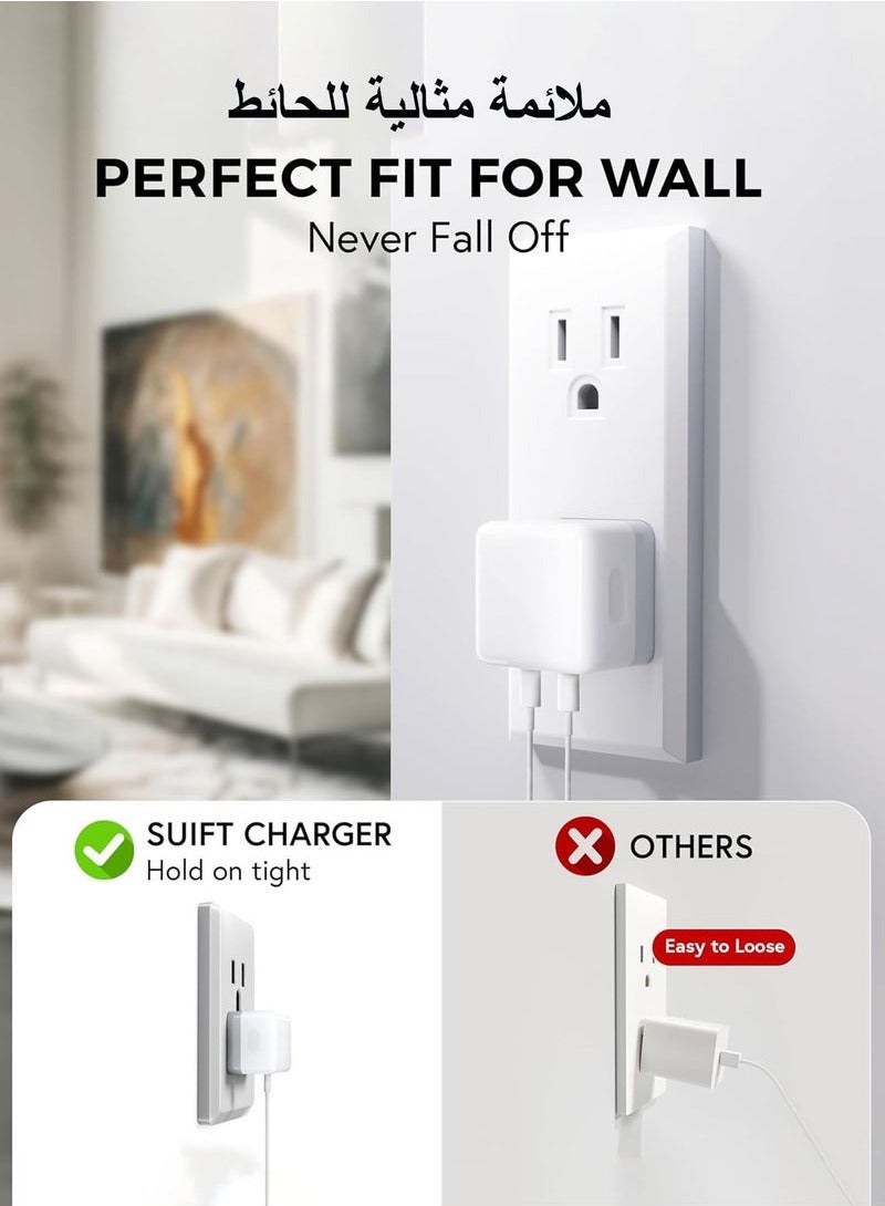 بيوينتي 50W شاحن اي فون المزدوج جيم ميناء ، مع 1M سريع البرق كابل شحن سريع USB التوصيل ، متوافق مع اي فون الجديد 14 / 14pro / 14pro ماكس / 14 زائد / 13pro ماكس / 13 برو / 13 / 12 / 11 / XS باد ميني 6 / باد - Image 4