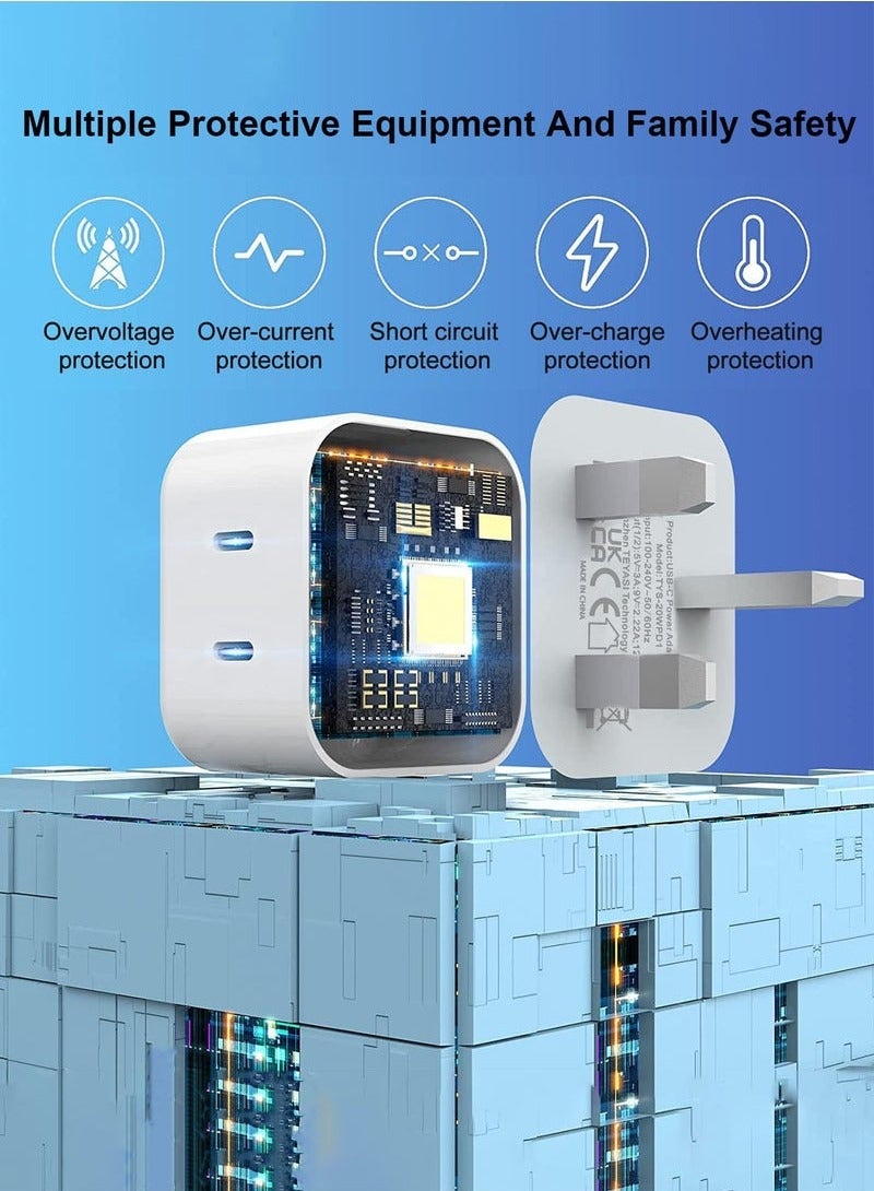 بيوينتي 50W شاحن اي فون المزدوج جيم ميناء ، مع 1M سريع البرق كابل شحن سريع USB التوصيل ، متوافق مع اي فون الجديد 14 / 14pro / 14pro ماكس / 14 زائد / 13pro ماكس / 13 برو / 13 / 12 / 11 / XS باد ميني 6 / باد - Image 5