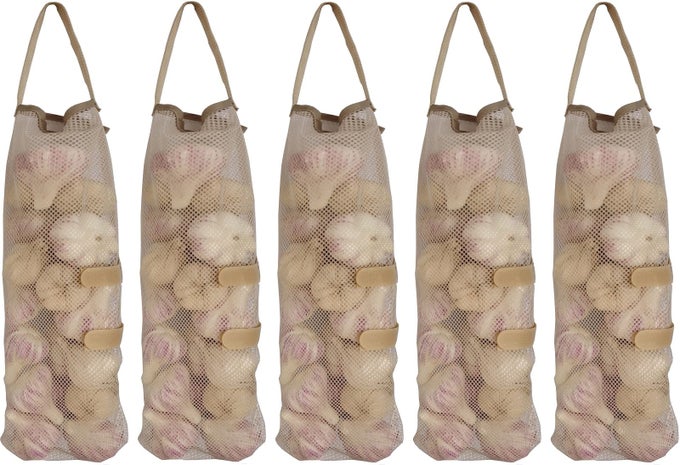 HANGING MESH BAGS LARGE NET PRODUCE BAGS FOR FRUITS VEGGIES GARLIC ONIONS OR GARBAGE