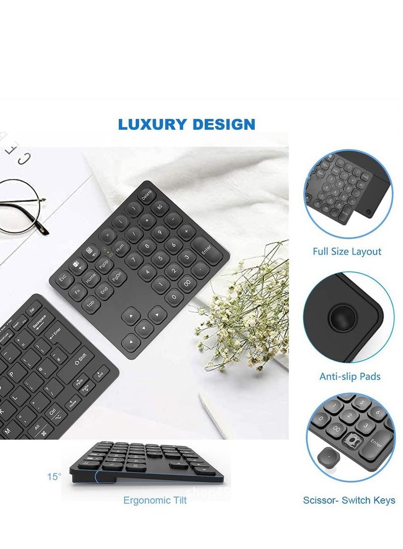 Rechargeable dual Bluetooth numeric keypad Wireless numeric keypad, 36-key Bluetooth numeric keypad, portable accounting numeric calculator, rechargeable wireless numeric keypad for laptops/desktops