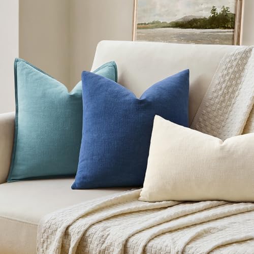 MIULEE Navy Blue Couch Pillow Covers 18x18 Inch, Set of 2 Soft Chenille Decorative Square Summer Throw Pillow Covers Farmhouse for Sofa Living Room Bed - Image 2