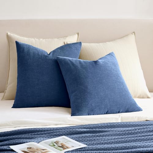 MIULEE Navy Blue Couch Pillow Covers 18x18 Inch, Set of 2 Soft Chenille Decorative Square Summer Throw Pillow Covers Farmhouse for Sofa Living Room Bed - Image 4