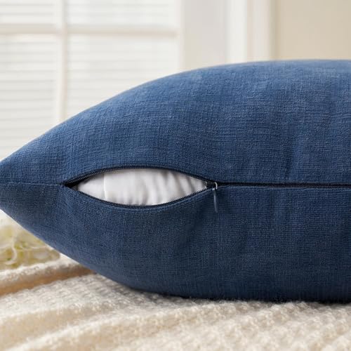 MIULEE Navy Blue Couch Pillow Covers 18x18 Inch, Set of 2 Soft Chenille Decorative Square Summer Throw Pillow Covers Farmhouse for Sofa Living Room Bed - Image 5