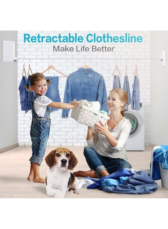 JOOM Retractable Clothesline Indoor Double Clothes Lines retracting | Heavy Duty for Drying Laundry line Outdoor|Wall Mounted 13.8Feet Double line (Drill) (Whtie T) - Image 5