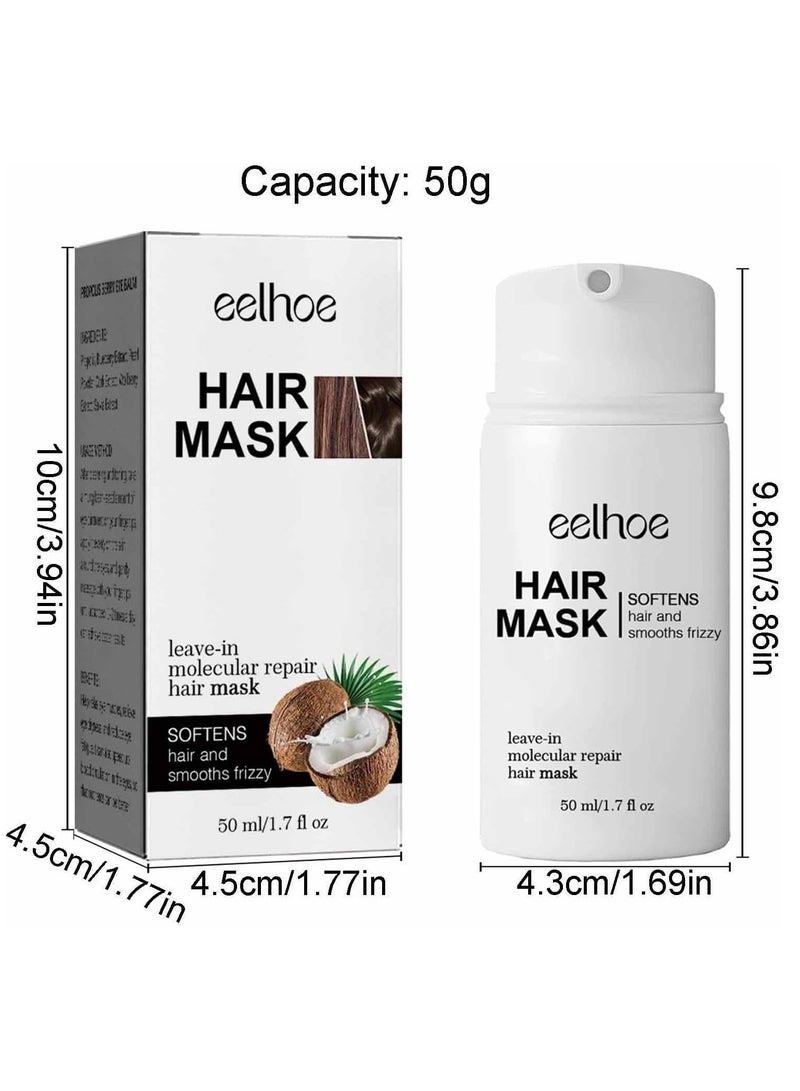 EELHOE Coconut mask 50 ml, suitable for dry and lifeless hair, improves moisture, repairs damage caused by dyeing and bending, leaves hair soft, smooth and shiny, and promotes hair growth. - Image 4
