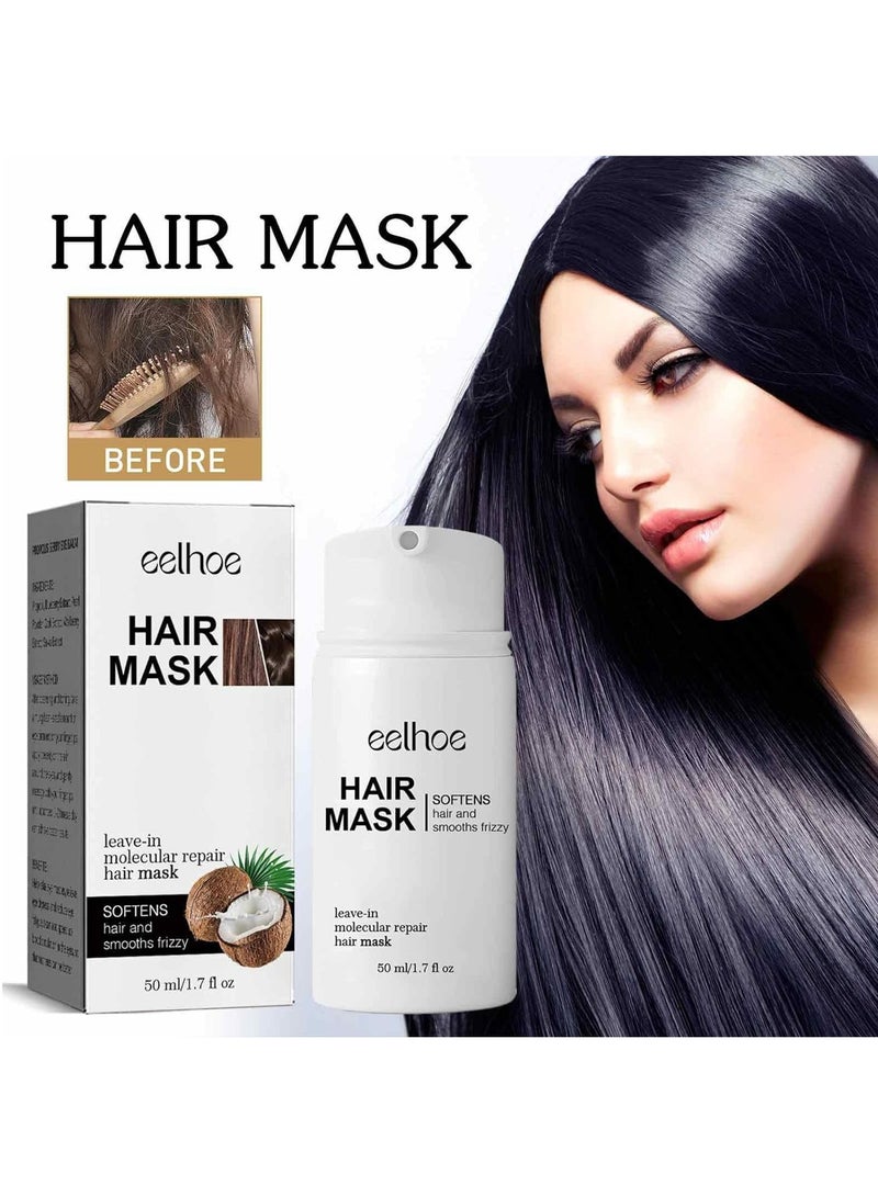 EELHOE Coconut mask 50 ml, suitable for dry and lifeless hair, improves moisture, repairs damage caused by dyeing and bending, leaves hair soft, smooth and shiny, and promotes hair growth. - Image 1
