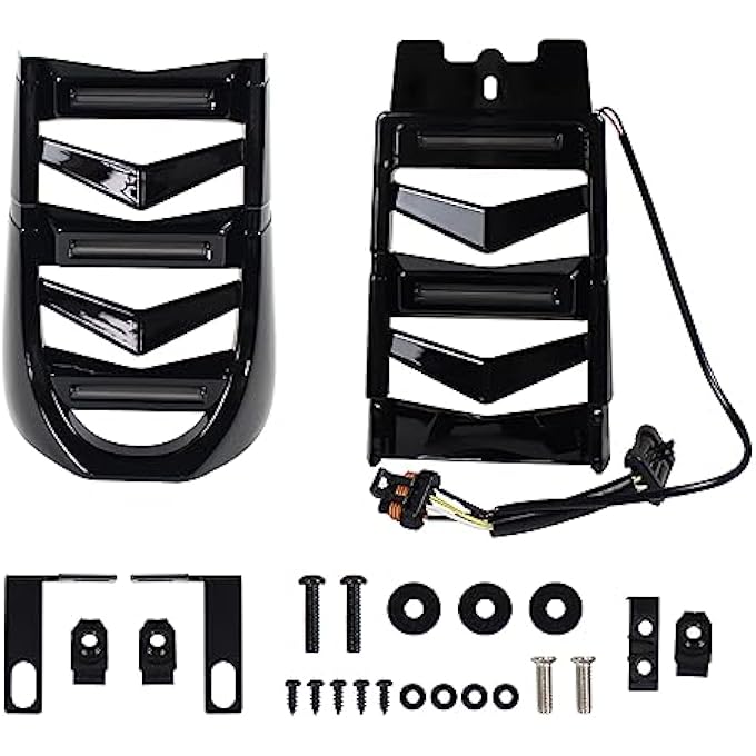 KAKABAS Black Chin Fairing Spoiler with LED Lights Compatible with Harley Softail Breakout Street Bob Fat Bob 2018-2022,Front Lower Radiator Protection Cover Assembly - Image 4