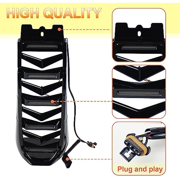 KAKABAS Black Chin Fairing Spoiler with LED Lights Compatible with Harley Softail Breakout Street Bob Fat Bob 2018-2022,Front Lower Radiator Protection Cover Assembly - Image 5