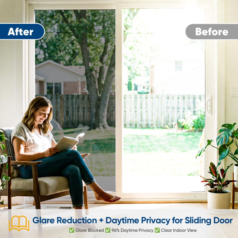 SUNBABY Window Tint for Home, One Way Privacy Film Heat & UV Blocking, Static Cling No Glue Renter Friendly Cover for Home Bedroom, Office & Sliding Glass Door, 17.5 x 78.7 Inch with 3 Tools, Black - Image 4
