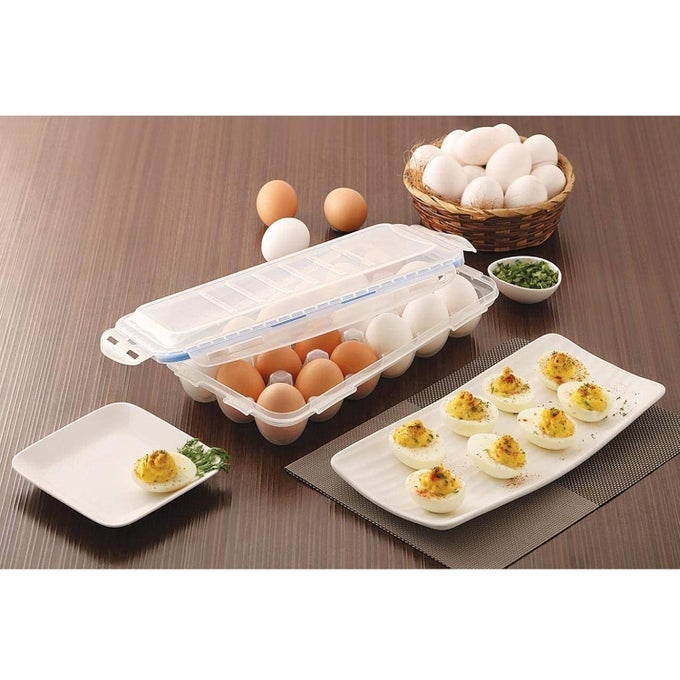 EGG TRAY PLASTIC FOR FRIDGE AND OVEN EGG STORAGE BOX EGG STORAGE CONTAINER WITH LID FOR 18 EGG PCS SET OF 1ANY COLOR WILL BE SENT CLEAR LIGHT BROWN YELLOW DARK BROWN