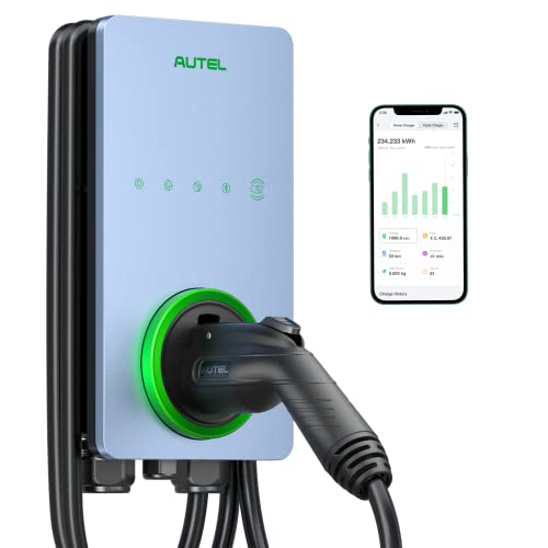Autel Home Smart Electric Vehicle (EV) Charger up to 50Amp, 240V, Indoor/Outdoor Car Charging Station with Level 2, Wi-Fi and Bluetooth Enabled EVSE, Hardwired,25-Foot Cable,Sierra Blue - Image 1