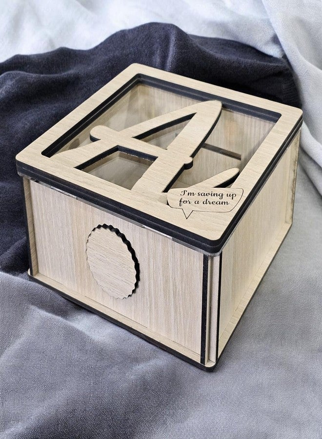 LACUM® Letter Piggy Bank - Custom Wooden Money Bank for Kids & Adults - Sunmica Coated Engineering Wood with Transparent Acrylic Front - Unique Gifts (Letter A) - Image 4