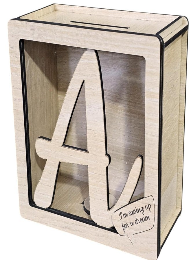 LACUM® Letter Piggy Bank - Custom Wooden Money Bank for Kids & Adults - Sunmica Coated Engineering Wood with Transparent Acrylic Front - Unique Gifts (Letter A) - Image 1