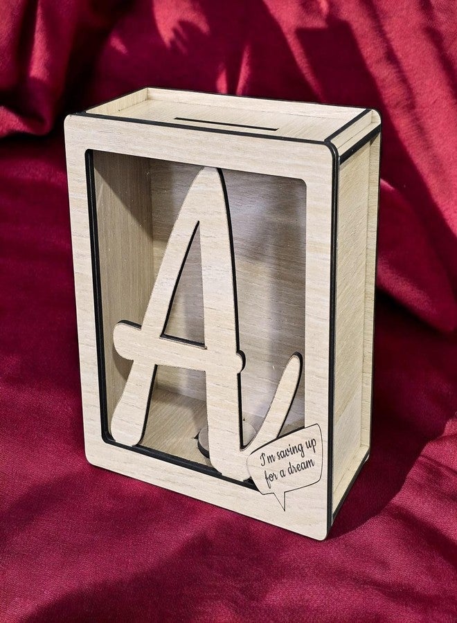 LACUM® Letter Piggy Bank - Custom Wooden Money Bank for Kids & Adults - Sunmica Coated Engineering Wood with Transparent Acrylic Front - Unique Gifts (Letter A) - Image 5