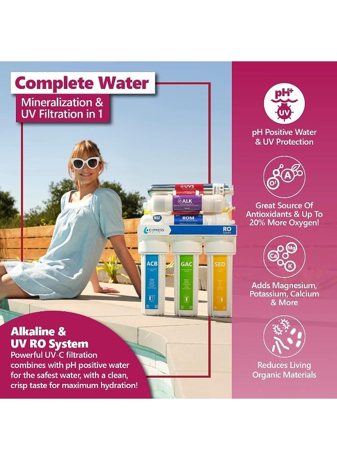 Express Water EXPRESS WATER UV Reverse Osmosis Water Filtration System – 11 Stage UV Water Filter with Faucet and Tank – Under Sink Water Filter with Alkaline Filter for added Essential Minerals 100 GDP  - Image 5