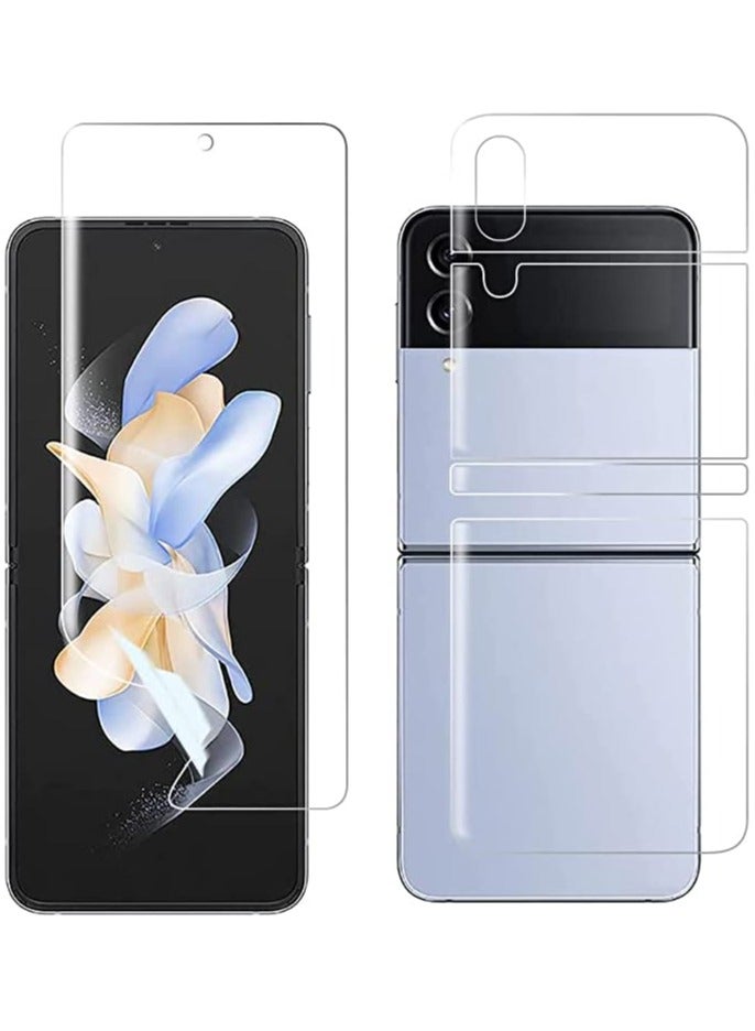 KASTWAVE Screen Protector Compatible For Samsung Galaxy Z Flip 4 HD transparent Full Coverage Anti-Scratch Self-Healing Bubble-Free Flexible TPU Film TPU Soft Protective Film+Back Screen Protector - Image 1