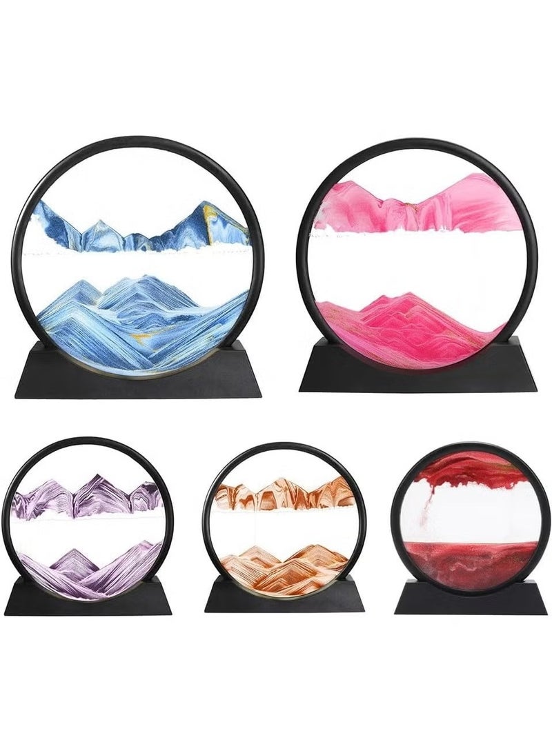 3D rotating circular hourglass decoration, glass sand tray with air bubbles to create changing mountain landscapes, innovative art decoration for office and home, and a luxurious creative gift. - Image 1