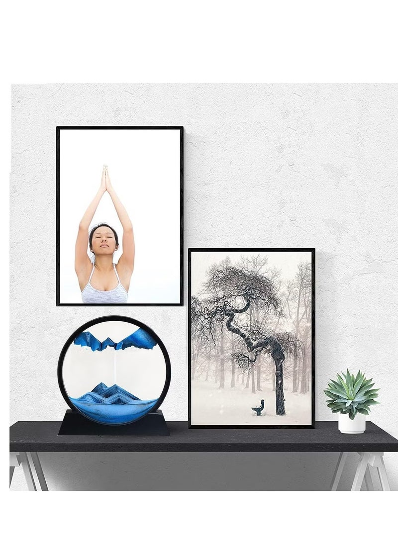 3D rotating circular hourglass decoration, glass sand tray with air bubbles to create changing mountain landscapes, innovative art decoration for office and home, and a luxurious creative gift. - Image 5