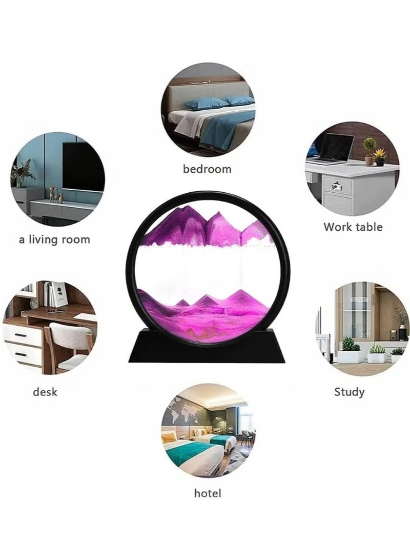 3D rotating circular hourglass decoration, glass sand tray with air bubbles to create changing mountain landscapes, innovative art decoration for office and home, and a luxurious creative gift. - Image 2