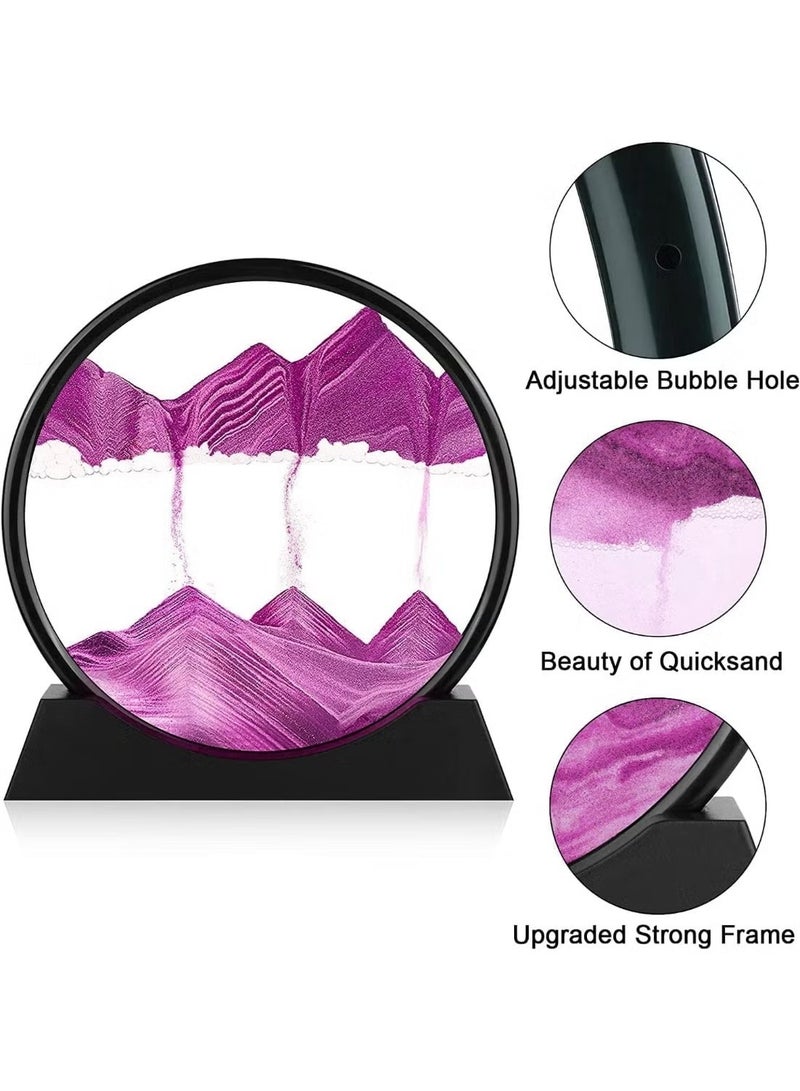 3D rotating circular hourglass decoration, glass sand tray with air bubbles to create changing mountain landscapes, innovative art decoration for office and home, and a luxurious creative gift. - Image 3