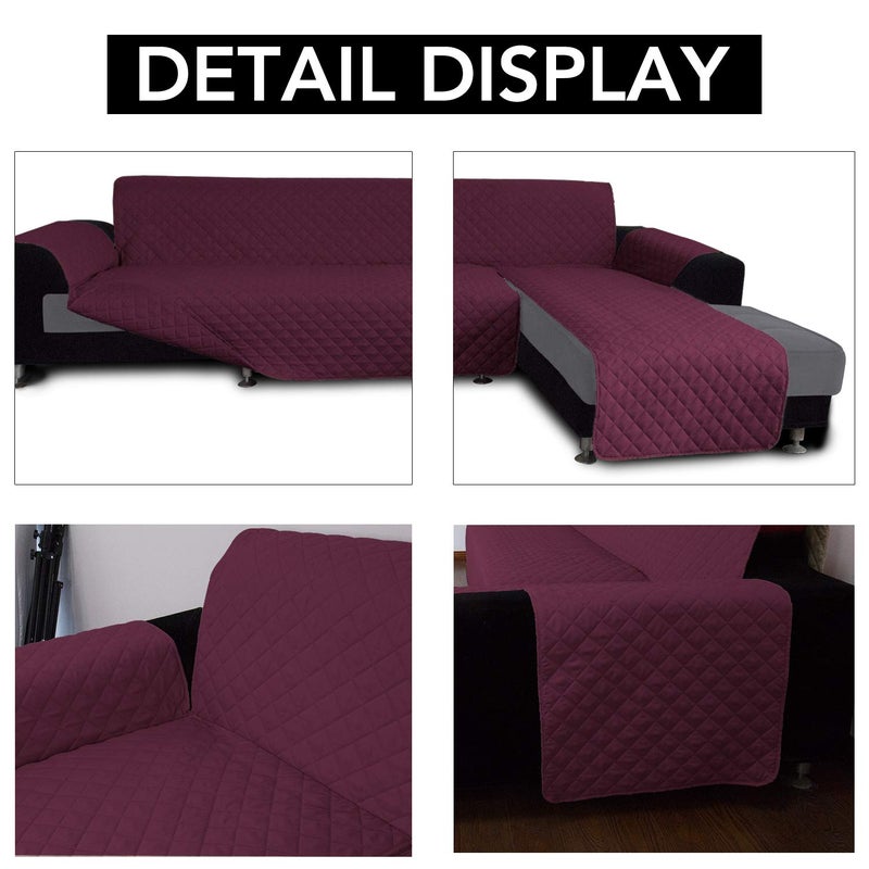 Easy-Going غطاء أريكة سهل الاستخدام لغطاء أريكة على شكل L غطاء أريكة قسم غطاء أريكة تشيس لونج غطاء قابل للعكس غطاء حماية الأثاث للحيوانات الأليفة والأطفال (صغير، نبيذي/نبيذي) - Image 3