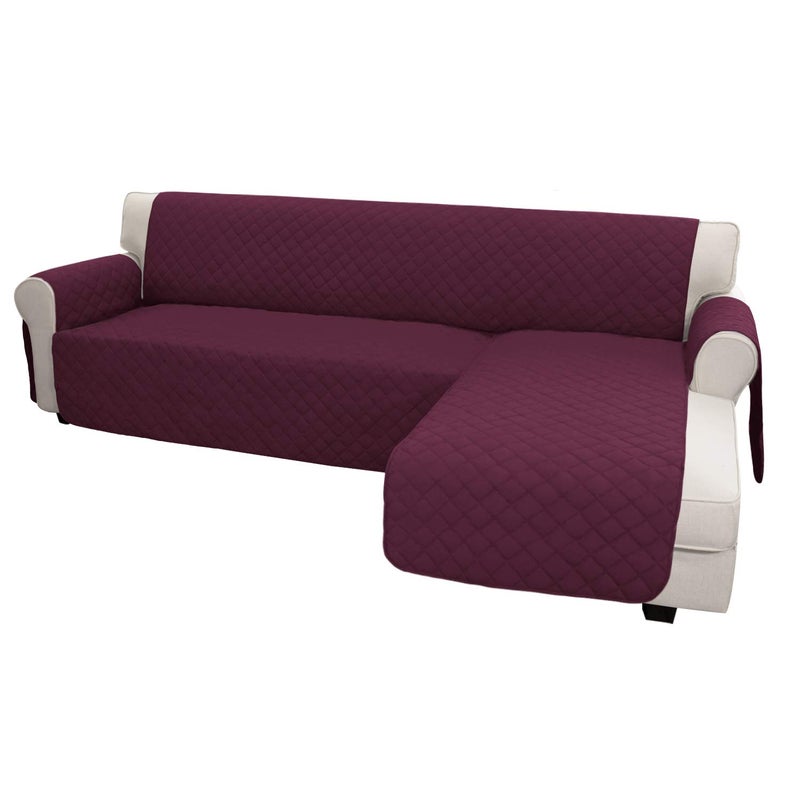 Easy-Going غطاء أريكة سهل الاستخدام لغطاء أريكة على شكل L غطاء أريكة قسم غطاء أريكة تشيس لونج غطاء قابل للعكس غطاء حماية الأثاث للحيوانات الأليفة والأطفال (صغير، نبيذي/نبيذي) - Image 1