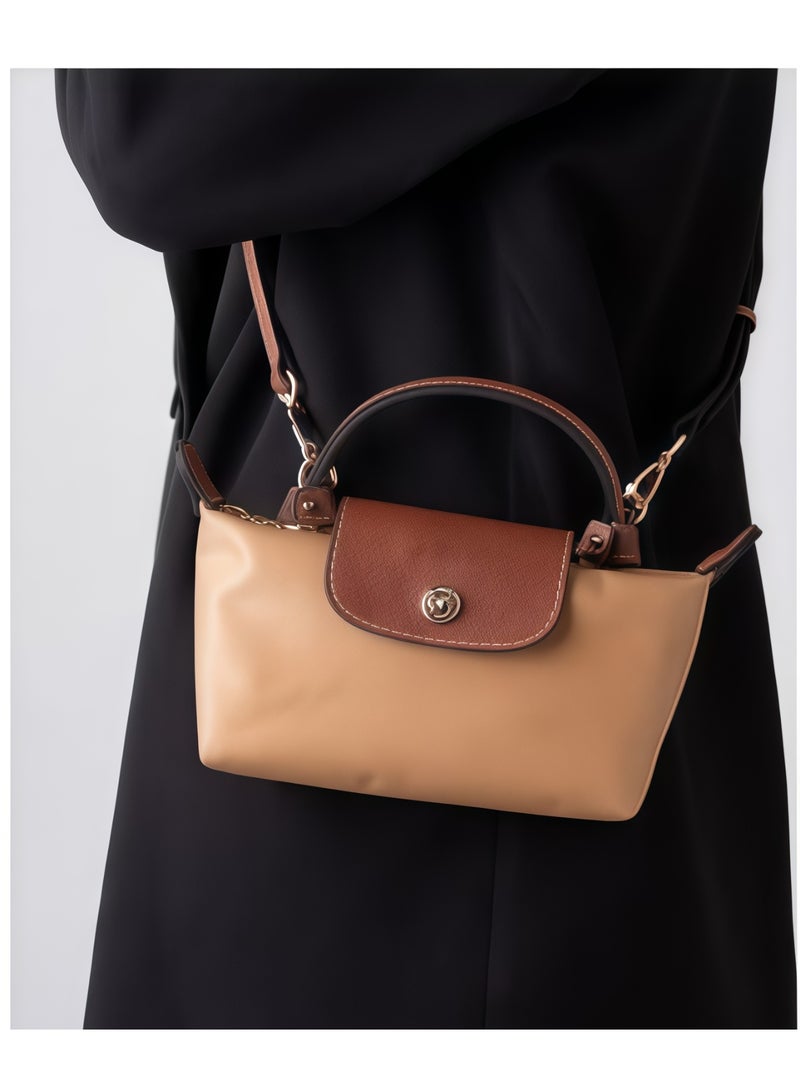 لونج شامب حقائب يد طويلة شانغ الكلاسيكية النسائية، حقيبة مكياج صغيرة متعددة الاستخدامات، حقيبة كتف، حقيبة صغيرة محمولة، اللون أصفر صحراوي كلاسيكي - Image 3