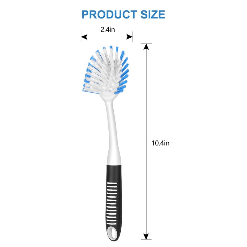 SetSail Dish Brush with Handle, 2 Pack Stiff Bristles Dish Scrubber with Built-in Scraper Dish Scrub Brushes for Cleaning Dishes, Pots and Pans, Kitchen Sink - Image 2