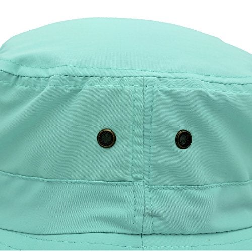 LLmoway Outdoor UPF50+ Summer Sun Cap Lightweight Packable Dry Fit Bora Boonie Hat with Cords AQU Aqua Blue - Image 5
