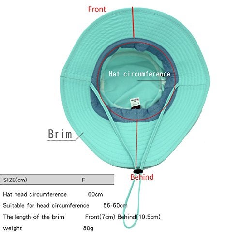 LLmoway Outdoor UPF50+ Summer Sun Cap Lightweight Packable Dry Fit Bora Boonie Hat with Cords AQU Aqua Blue - Image 2