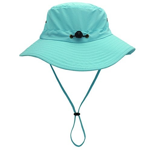 LLmoway Outdoor UPF50+ Summer Sun Cap Lightweight Packable Dry Fit Bora Boonie Hat with Cords AQU Aqua Blue - Image 3