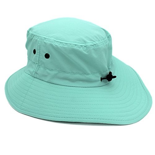 LLmoway Outdoor UPF50+ Summer Sun Cap Lightweight Packable Dry Fit Bora Boonie Hat with Cords AQU Aqua Blue - Image 4