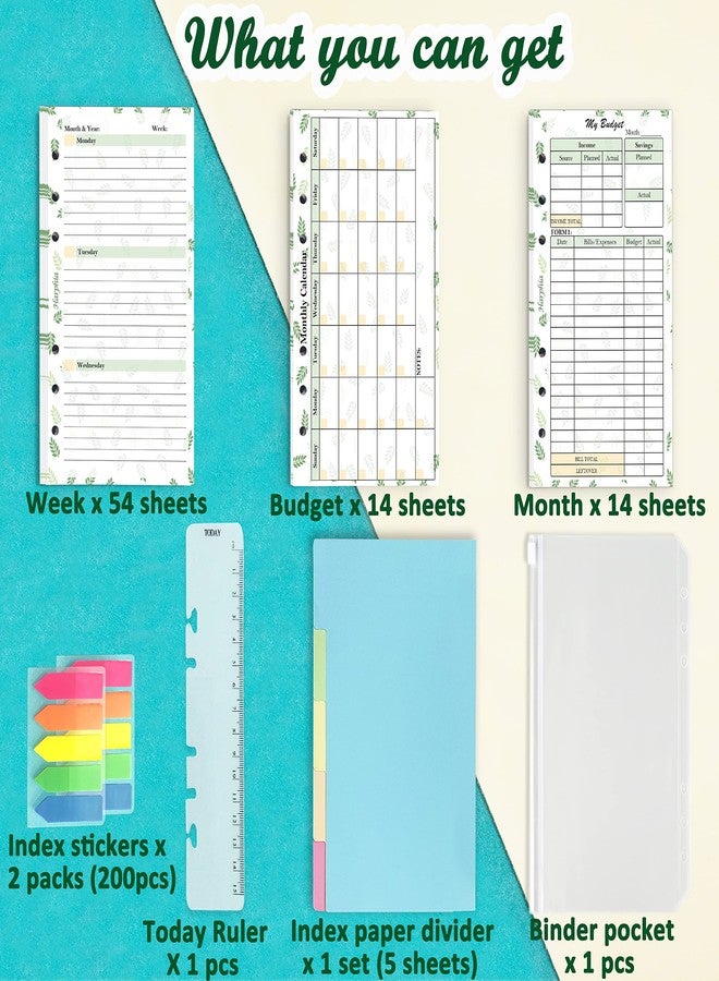 Harphia Planner Inserts Refills Monthly Weekly Budget Paper Kit, 6 Ring Binder Accessory, 6.73” X 3.72”, Personal Size For Budget Binder Cover, Money Organizer For Cash, Undated - Image 2