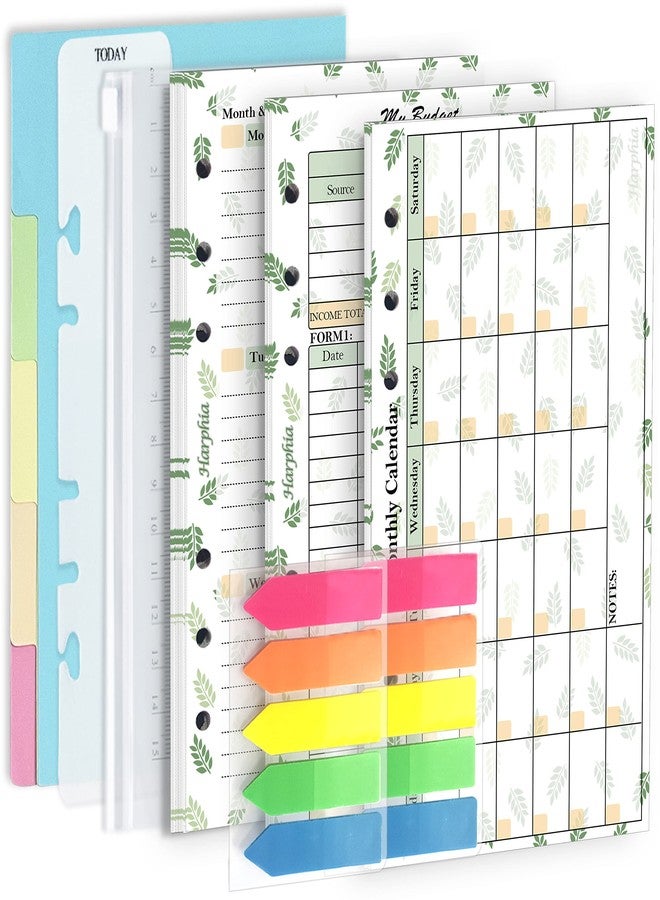 Harphia Planner Inserts Refills Monthly Weekly Budget Paper Kit, 6 Ring Binder Accessory, 6.73” X 3.72”, Personal Size For Budget Binder Cover, Money Organizer For Cash, Undated - Image 1