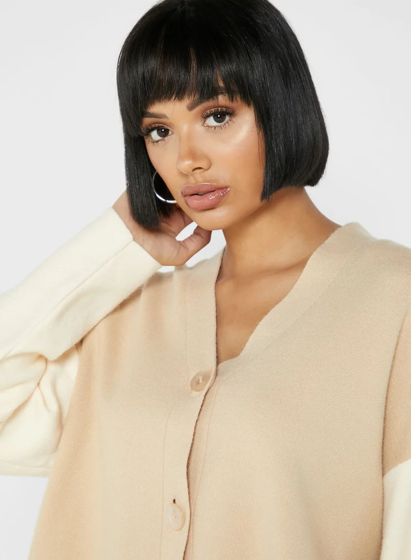 MANGO Colorblock Oversized Cardigan