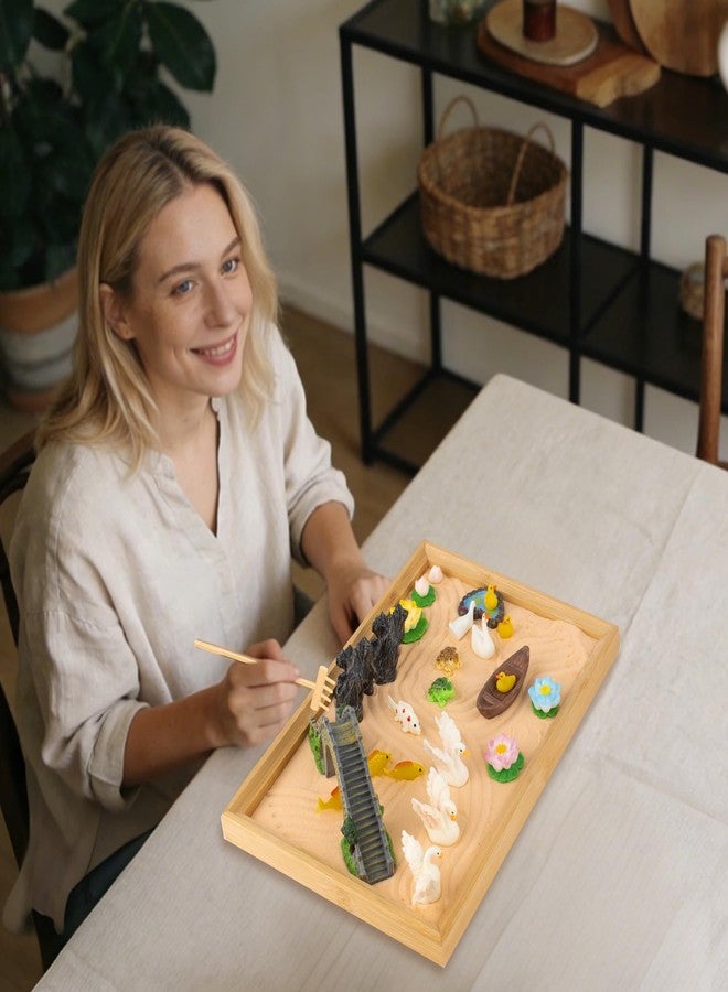 YSSPPOY Zen Garden Kit for Desk, The Underwater World Zen Sand Garden with Wooden Tray & Rake, Home,Office Desk＆Meditation Room Decorations - Image 2