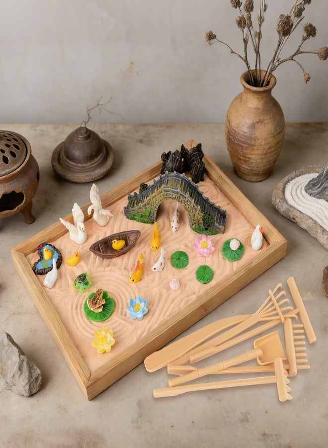 YSSPPOY Zen Garden Kit for Desk, The Underwater World Zen Sand Garden with Wooden Tray & Rake, Home,Office Desk＆Meditation Room Decorations - Image 3