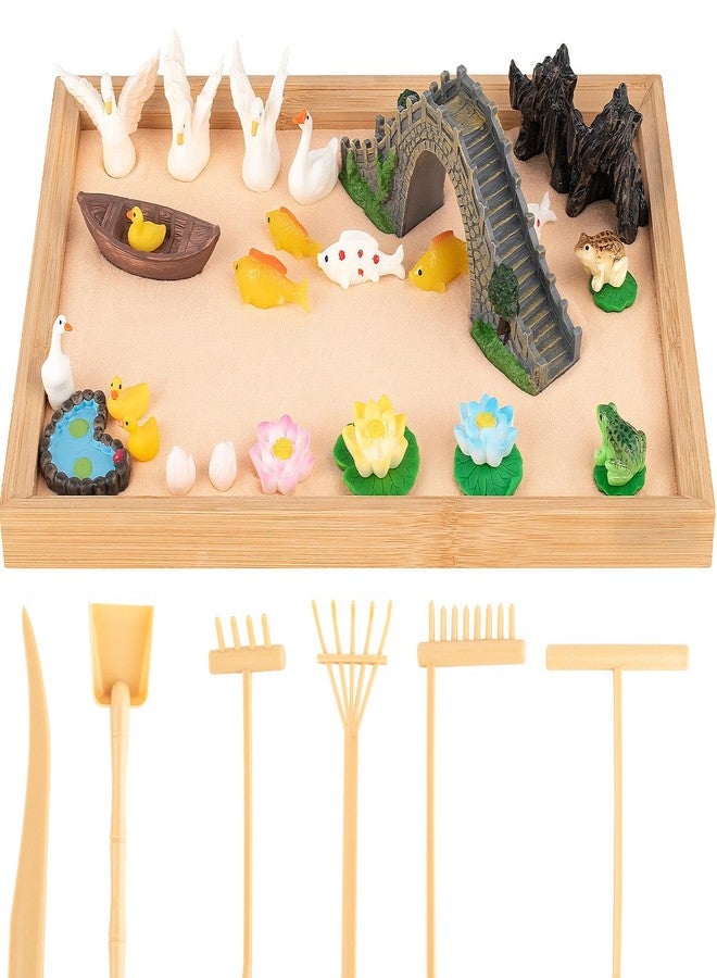 YSSPPOY Zen Garden Kit for Desk, The Underwater World Zen Sand Garden with Wooden Tray & Rake, Home,Office Desk＆Meditation Room Decorations - Image 1