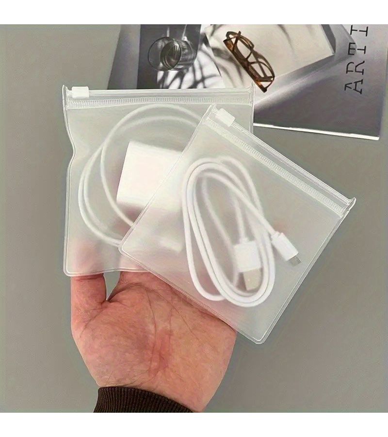 48Pcs Reusable Transparent EVA Zipper Bag With Air Holes Clear PVC Storage Pouch For Cables Chargers And Small Accessories Zippered Storage Bag - Image 1