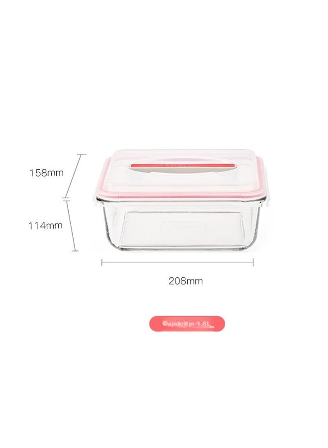 Glasslock Imported Tempered Glass Portable Large Capacity Refrigerator Storage Container With Handle, Sealed Moisture-proof 1800ml - Image 1