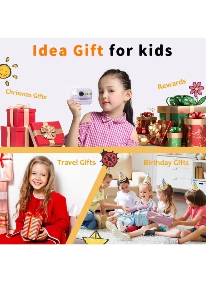 Lecran Instant Print Camera for Kids, 48MP Photos 1080P Digital Video Camera, 32GB Card Purple - Image 5